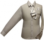 Boys Shirt w/ Tie and Hanky-( L. Gray/ L.Gray)